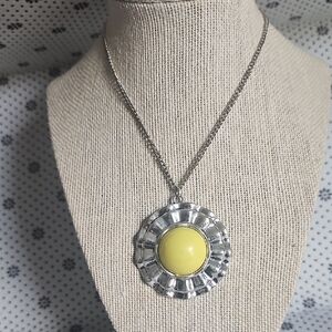 Silver and Yellow Pendant Necklace